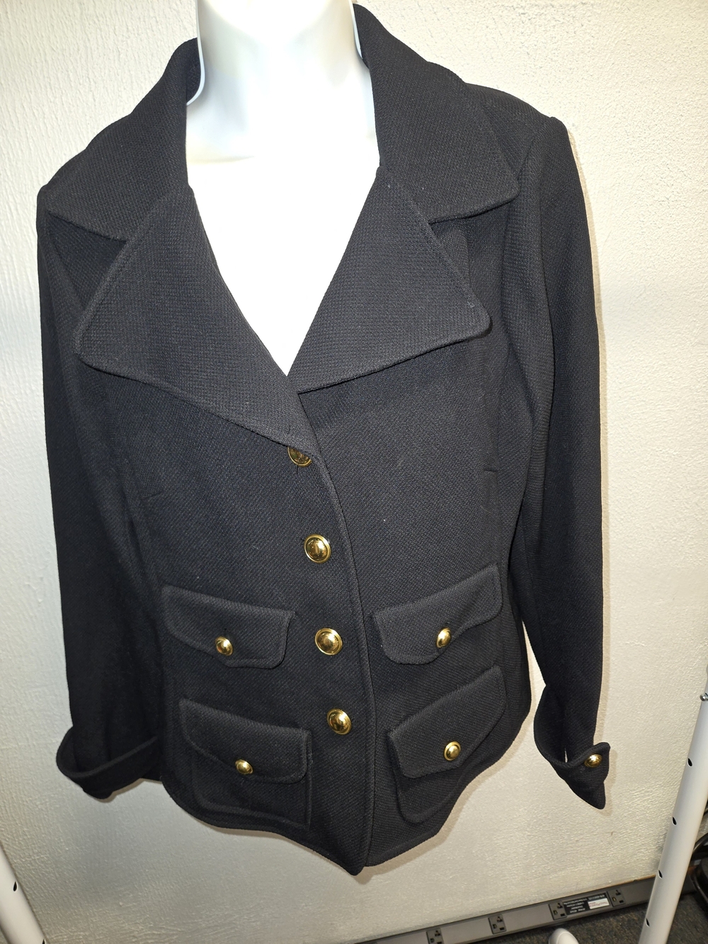 Vintage Joan Rivers Black Double-Breasted Blazer with Gold Buttons